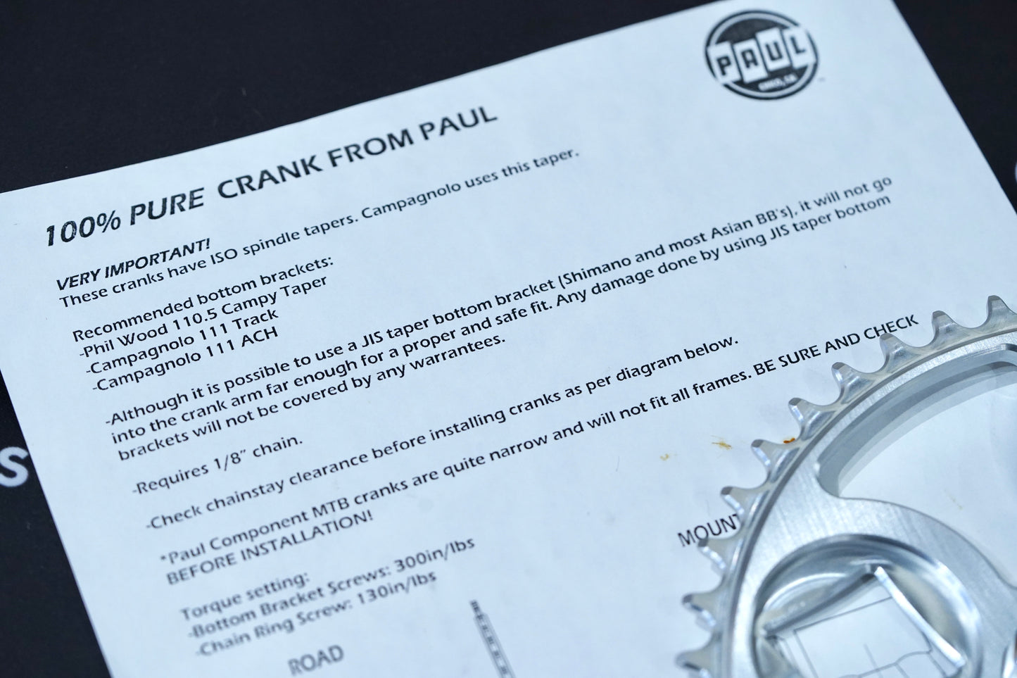 Paul Components Royal Flush Crankset 170mm with 46T Chainring
